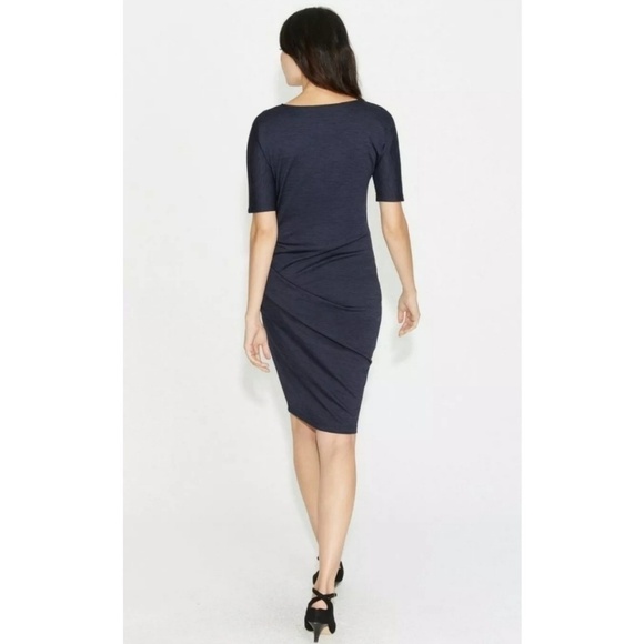 Halston Heritage Ponte Side Pleat Dress - Picture 2 of 8